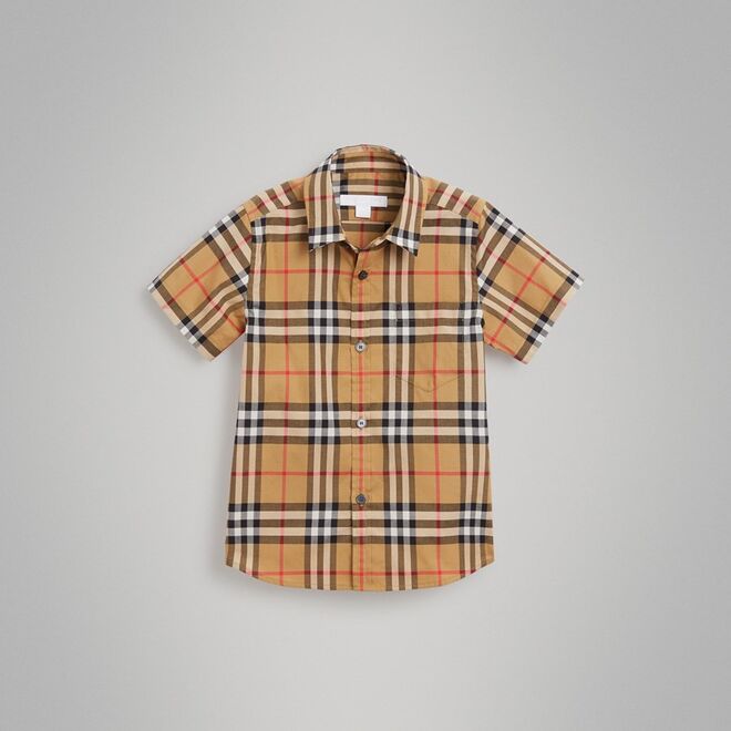 Camisa de algodão em Vintage Check com mangas curtas, preço sob consulta, Burberry