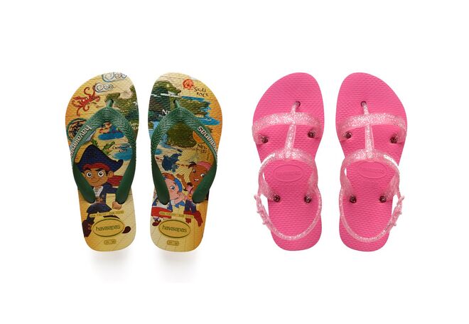 Havaianas Kids Jake e os Piratas e Havaianas Kids Joy, €19,90 cada, Havaianas