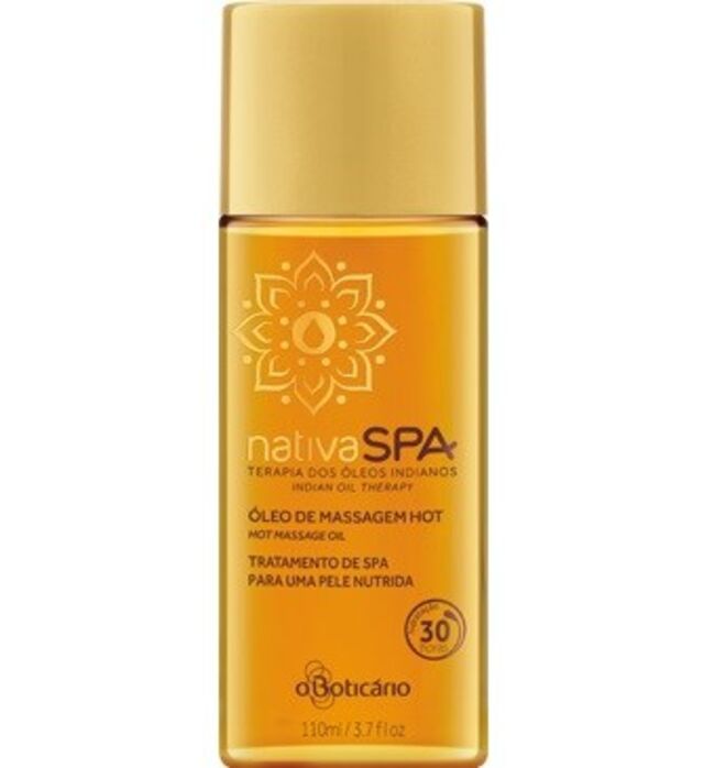 Óleo de massagem corporal terapia dos óleos indianos Nativa Spa, 110 ml, €12,99, O Boticário 
