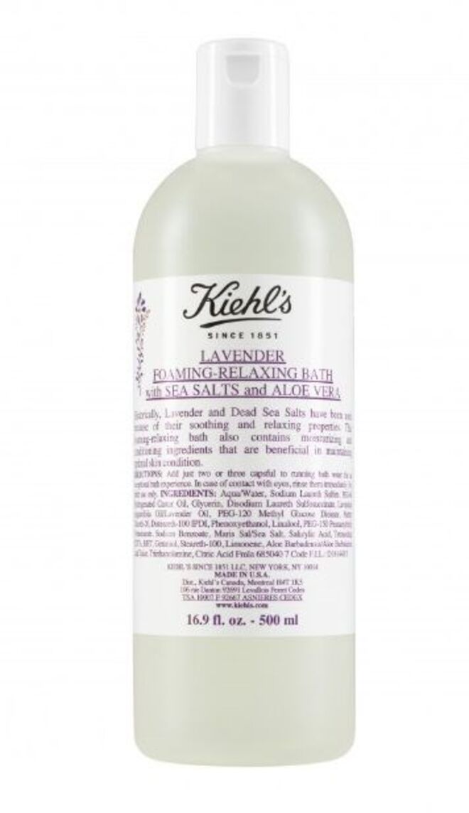 Espuma de lavanda relaxante para banho com sal marinho e aloé vera, €43,5, Kiehl’s 
