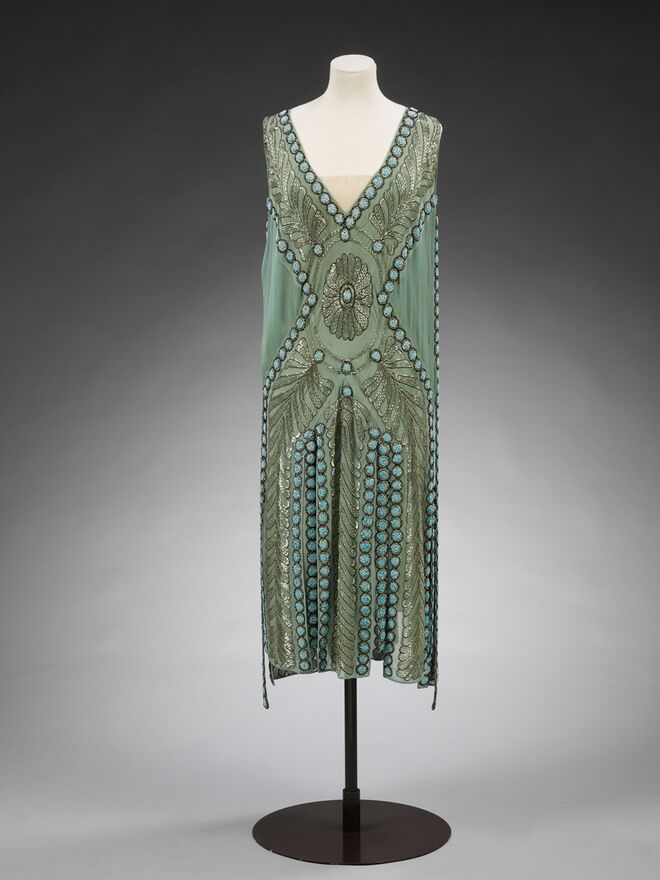 Vestido de Jeanne Lanvin, 1925. Exposição Ocean Liners: Speed and Style no Victoria & Albert Museum, em Londres