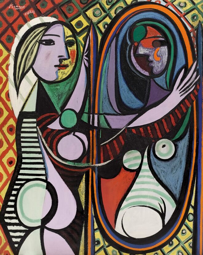 Girl before a Mirror, Picasso, 1932. Exposição Picasso 1932 – Love, Fame, Tragedy na Tate Modern, em Londres.
