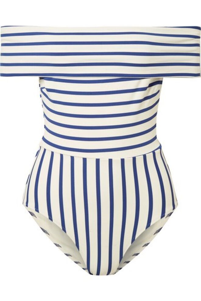 Oval | Fato de banho The Vera às riscas ombro a ombro, €135, Solid & Striped, net-a-porter.com