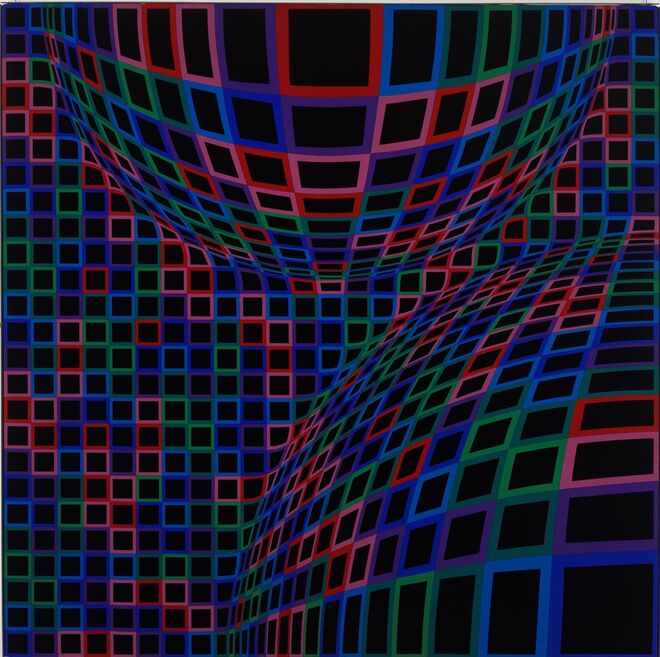 Toro, Victor Vasarely, 1973/1974. Exposição Victor Vasarely. El Nacimiento del Op Art no Museu Thyssen- Bornemisza, em Madrid. 
