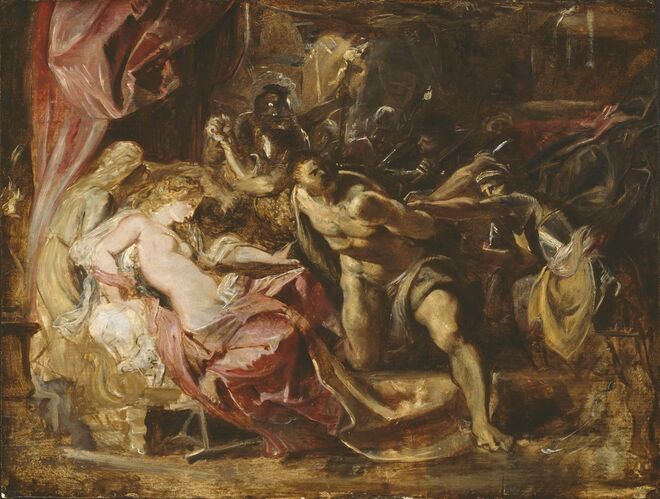 A captura de Sansão, Rubens, 1609/1610. Exposição Rubens. Painter of Sketches no Museu do Prado, em Madrid.