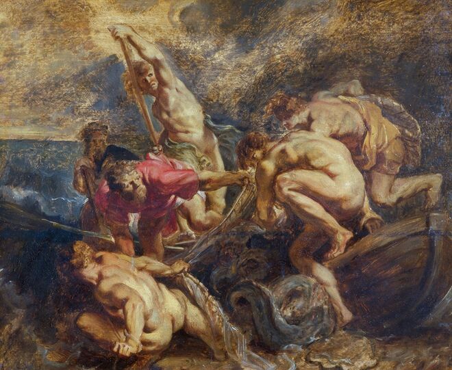 A pesca milagrosa, Rubens, 1610. Exposição Rubens. Painter of Sketches no Museu do Prado, em Madrid.