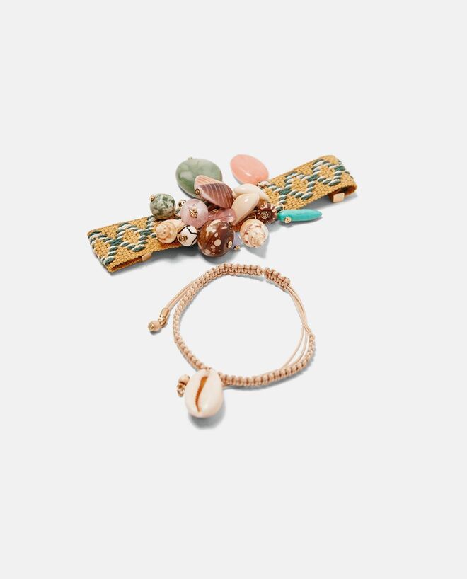 Pack de pulseiras com cordão e missangas, €15,95, Zara