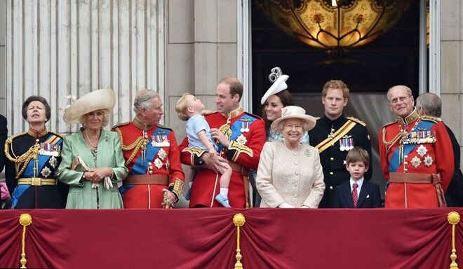 A família real na cerimónia Trooping the Colour, em 2015.