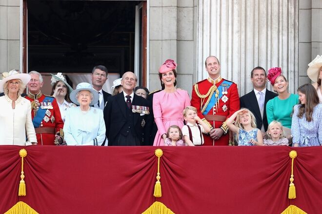 A família real na cerimónia Trooping the Colour, em 2017.