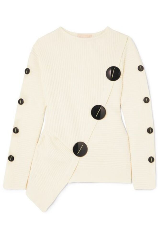 Camisola de malha com botões, €942, Roksanda, net-a-porter.com 