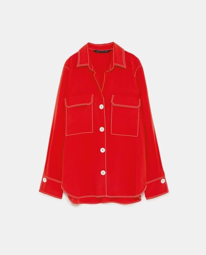 Camisa com pespontos em contraste, €29,95, Zara