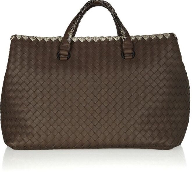 Intrecciato Nappa Leather and Watersnake Tote