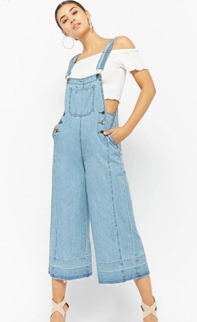 Jardineiras de ganga wide leg, €42, Forever 21 