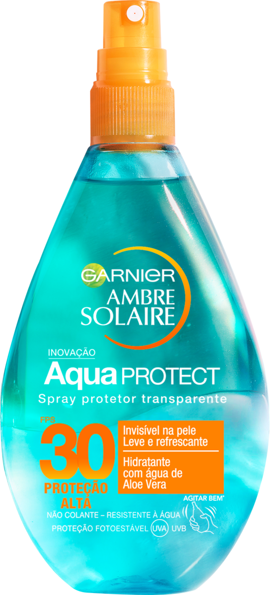 Ambre Solaire Aqua Protect SPF30, spray hidratante resistente à água, €16,49, Garnier
