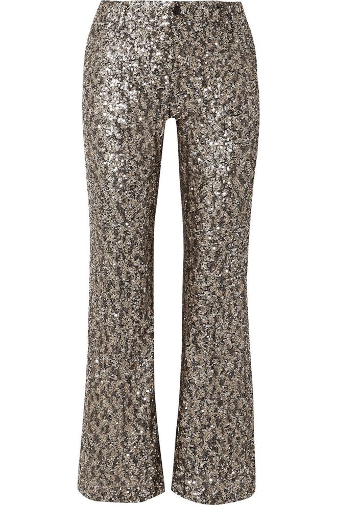 Calças com lantejoulas, €577, Anna Sui, net-a-porter.com