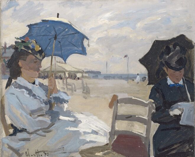 A praia em Trouville, Claude Monet. Na exposição Monet/Boudin no museu Thyssen-Bornemisza, em Madrid.