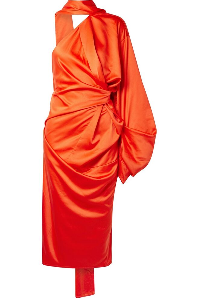 Vestido em poliéster, €471, Solance London, em net-a-porter.com 