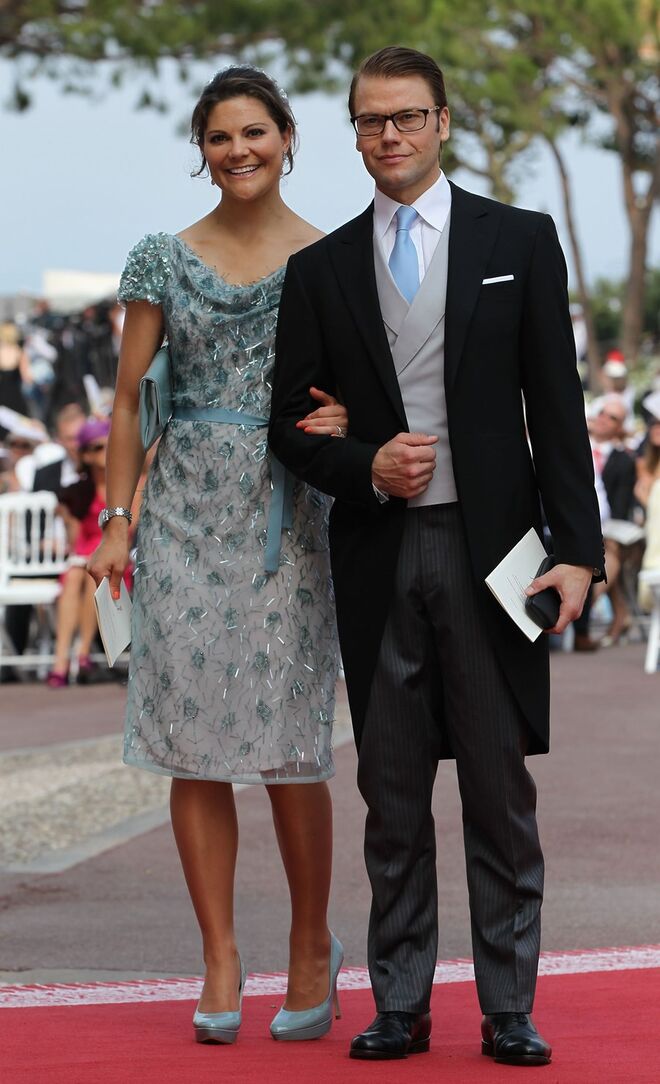 Com o marido, no casamento do Alberto do Mónaco com Charlene Wittstock