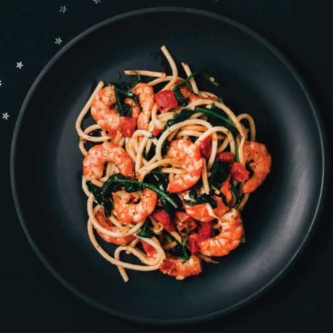 Eat Tasty | Bucatini com Camarão, Alho e Gengibre