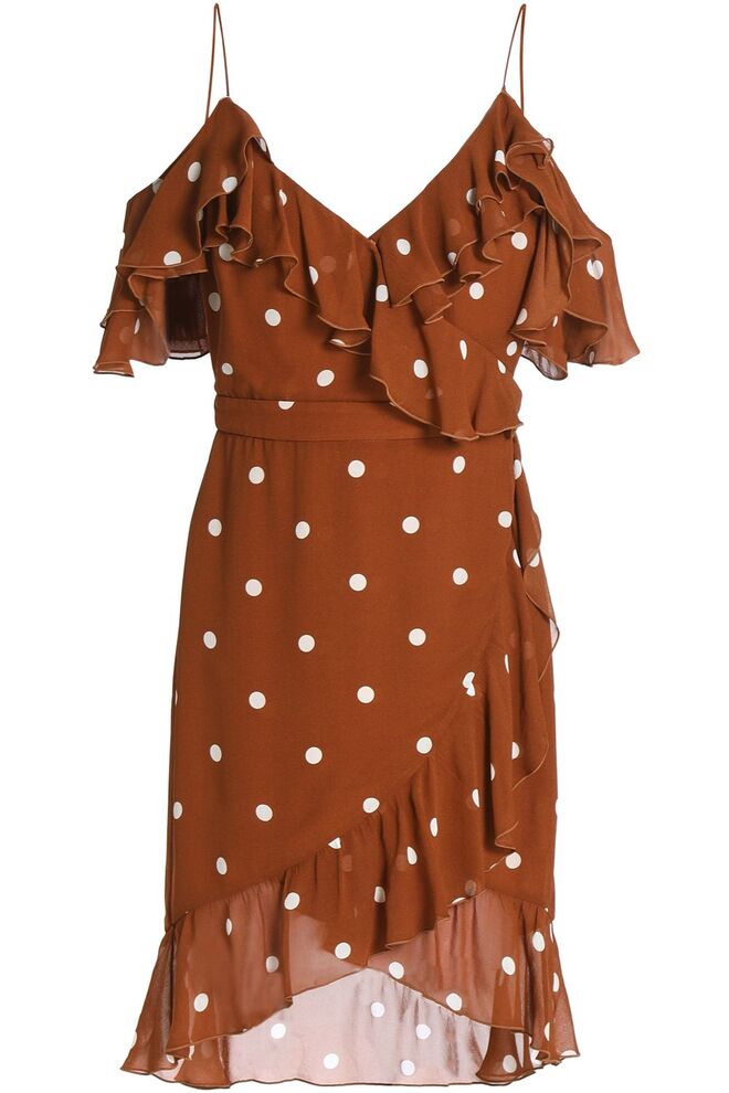 Vestido às bolinhas com folhos, €287, Nicholas, theoutnet.com