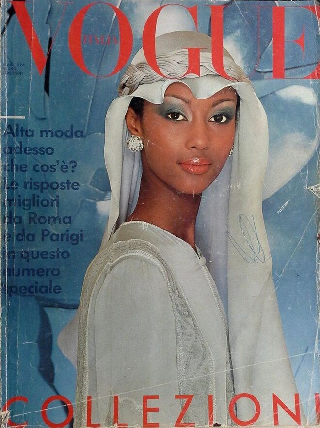 Iman foi capa da Vogue Itália pela primeira vez em 1976, tinha 24 anos. 
