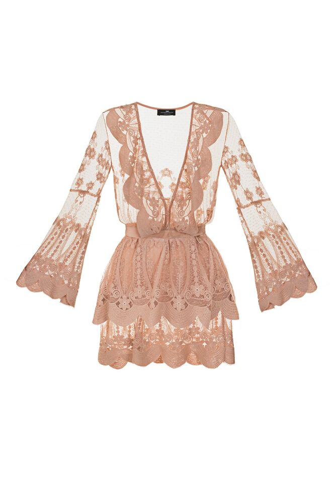 Vestido curto com transparências, €548, Elisabetta Franchi