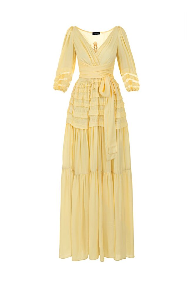Vestido amarelo comprido, €993, Elisabetta Franchi