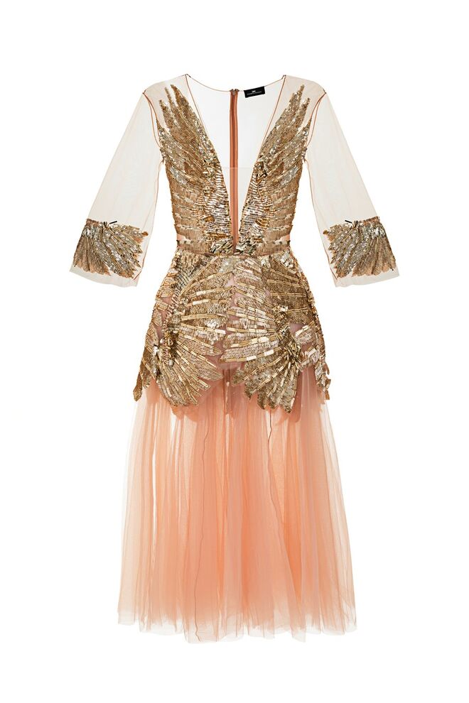 Vestido de tule com pedraria, €2.313, Elisabetta Franchi