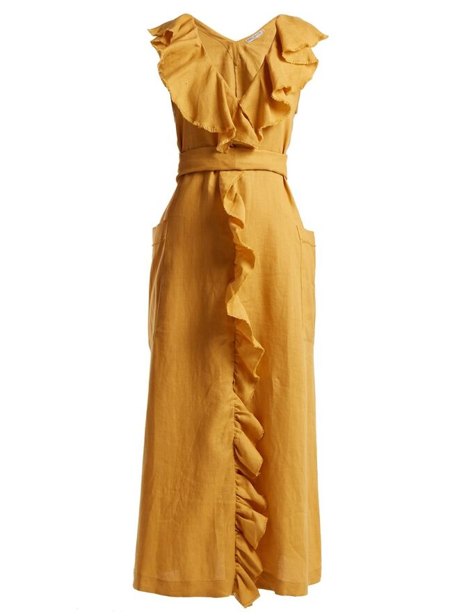 Vestido em linho, €504, Three Graces London, em matchesfashion.com