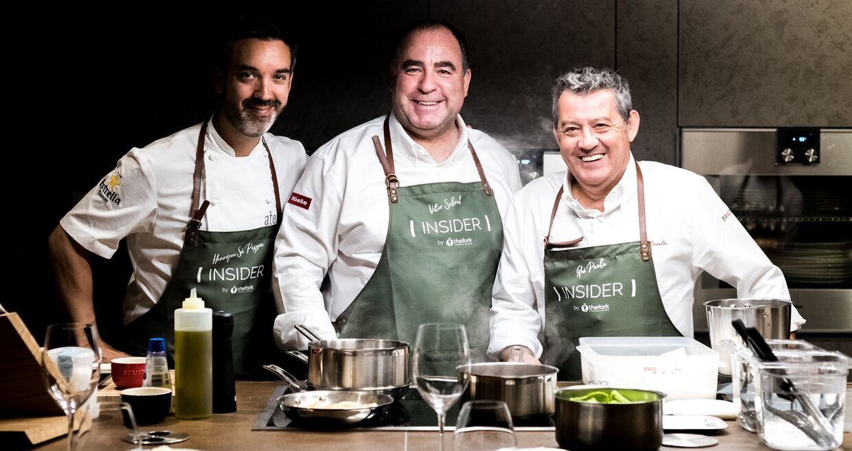 Os chefs Henrique Sá Pessoa (Alma), Vitor Sobral (Tasca da Esquina) e Rui Paula (Casa de Chá da Boa Nova) na apresentação da seleção Insider do TheFork