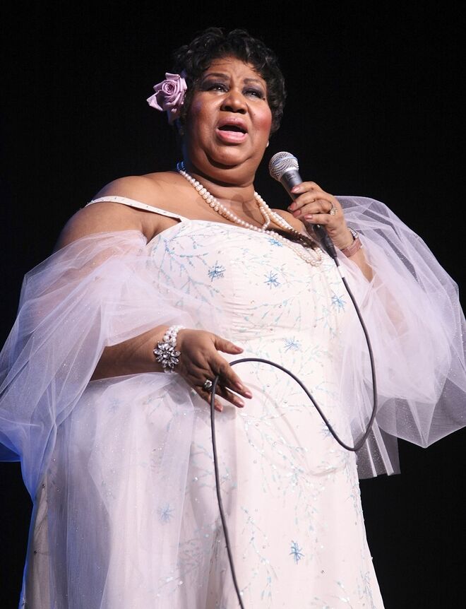  Aretha Franklin no Radio City Music Hall, em Nova Iorque, a 21 de março de 2008 