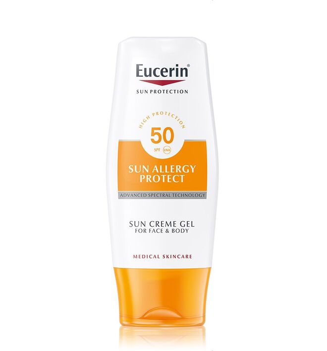 Creme-Gel Solar Protecção Alergias FPS 50, €22, Eucerin