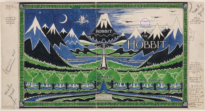 Desenho de MS. Tolkien. Exposição Tolkien: Maker of Middle-Earth, nas Bodleian Libraries.