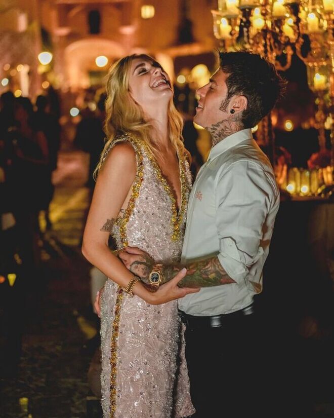 Chiara e Fedez no rehearsal dinner, a 31 de agosto 