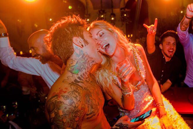 Chiara e Fedez na festa a seguir o rehearsal dinner, a 31 de agosto
