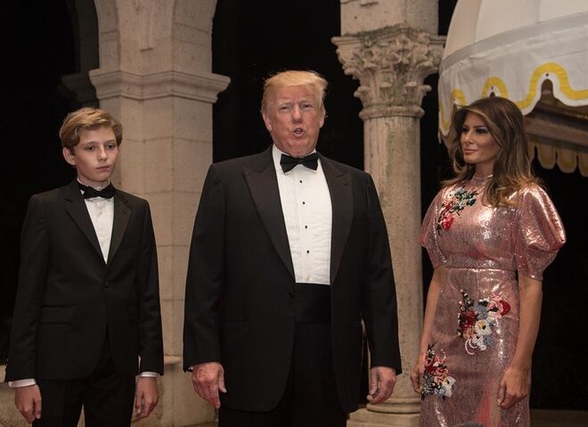 A primeira dama dos EUA, Melania Trump, com um vestido Erdem na noite de passagem, em ano 2017.