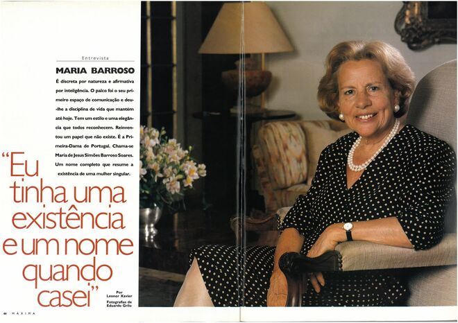 Maria Barroso entrevistada quando era primeira-dama de Portugal, em 1994. Por Leonor Xavier. Fotografia: Eduardo Grilo.