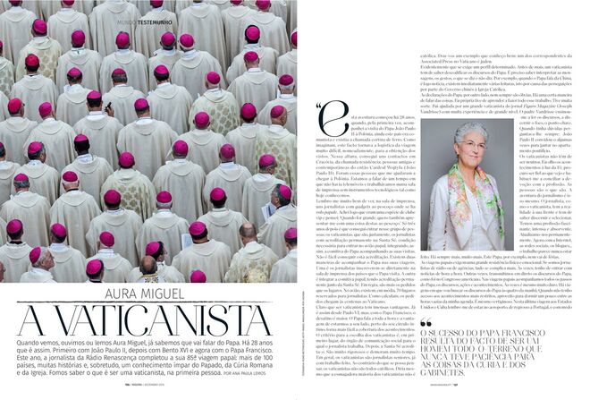 Aura Miguel é jornalista e vaticanista, segue o Papa há 28 anos. Dezembro de 2015. Por Ana Paula Lemos.