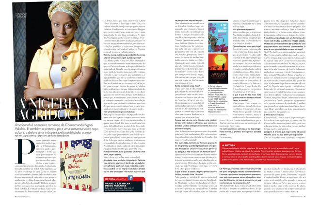 Chimamanda Ngozi Adichie, entrevistada a propósito do lançamento do romance Americanah. Novembro 2013. Por Rita Lúcio Martins. Fotografia: Pedro Bettencourt.