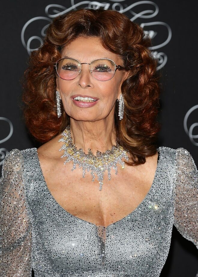 Sophia Loren na celebração de 50 anos do Calendário Pirelli, em 2013