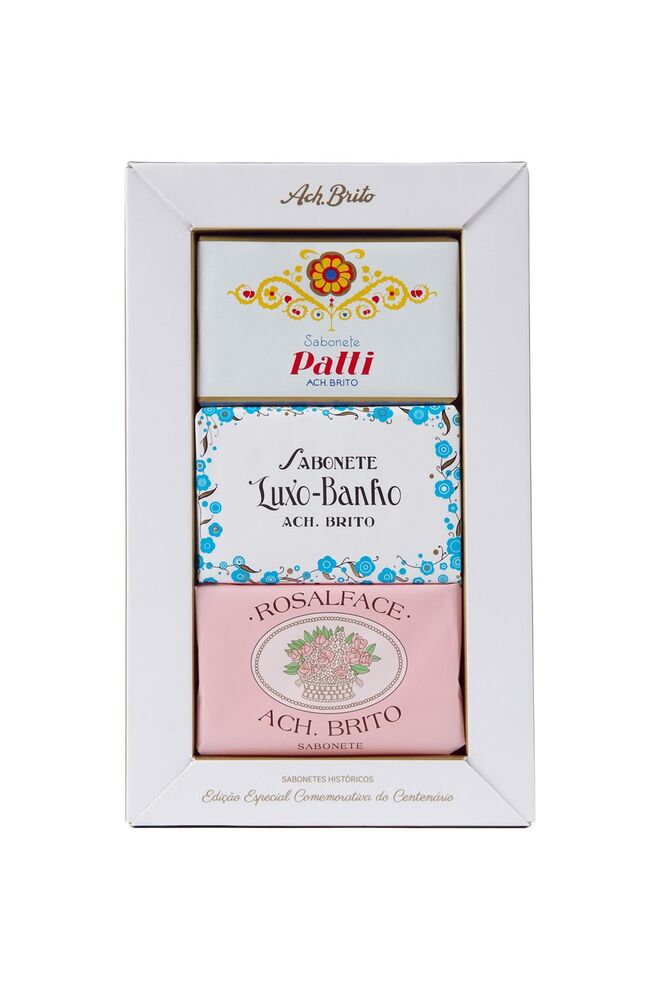 Caixa de sabonetes históricos (Patti, Luxo-Banho e Rosalface), €6,46, Ach Brito