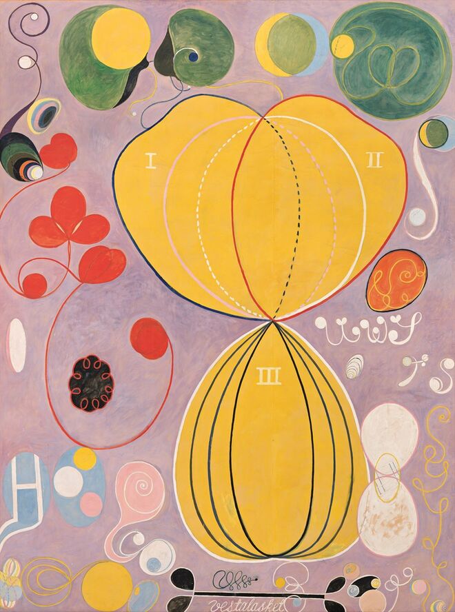 Group IV, The Ten Largest, No. 7, Adulthood, Hilma af Klint, 1907. Exposição Hilma af Klint: Paintings for the Future, em Nova Iorque.