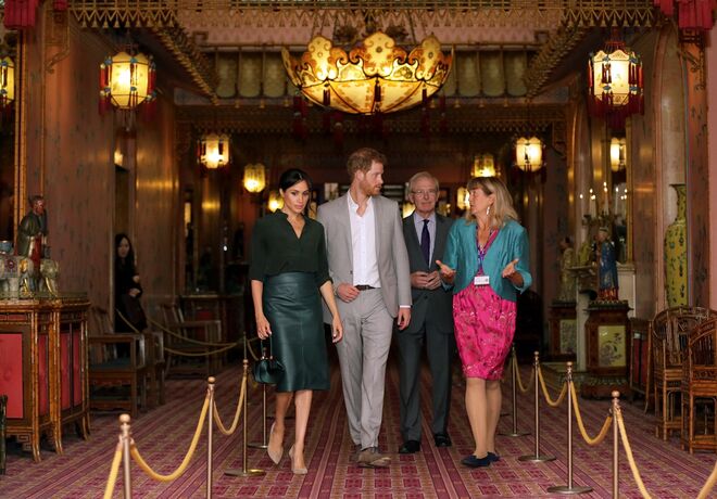 Meghan Markle e o príncipe Harry no Pavilion Building, em Brighton
