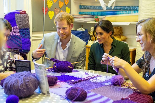 O príncipe Harry e Meghan Markle na visita a Survivors' Network