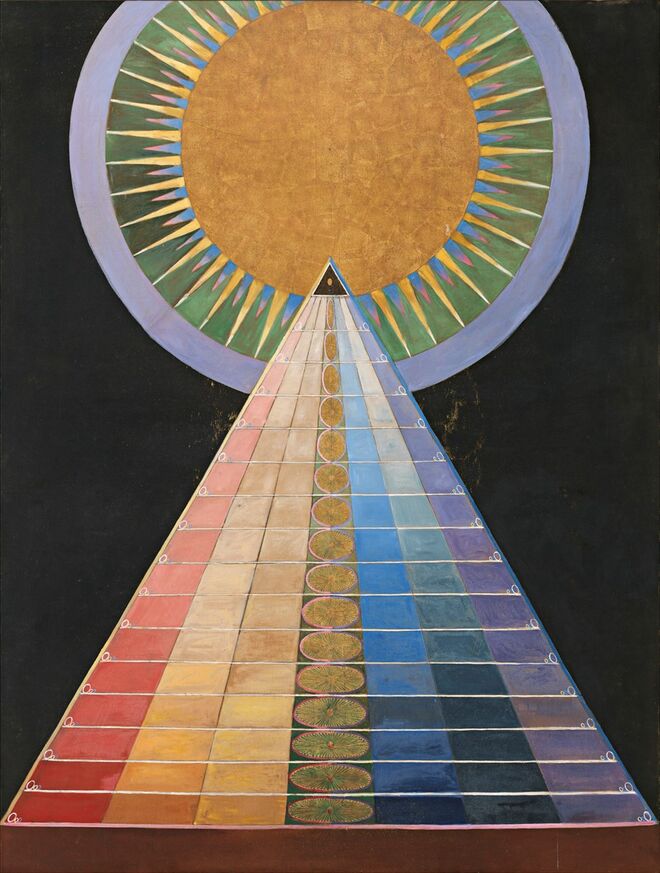 Group X, No. 1, Altarpiece, Hilma af Klint, 1915. Exposição Hilma af Klint: Paintings for the Future, em Nova Iorque.