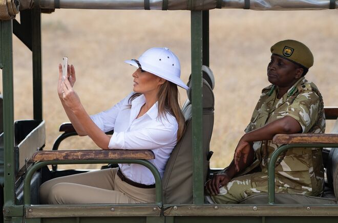 Melania Trump durante a visita ao Parque Nacional de Nairóbi, no Quénia, a 5 de outubro de 2018