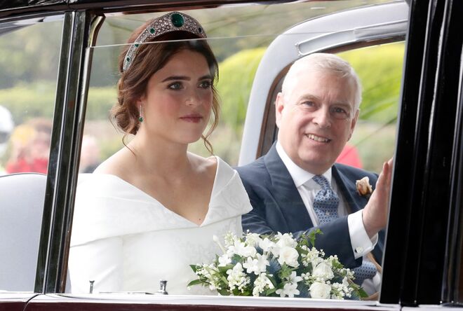 A princesa Eugenie e o seu pai, o príncipe Andrew, Duque de York