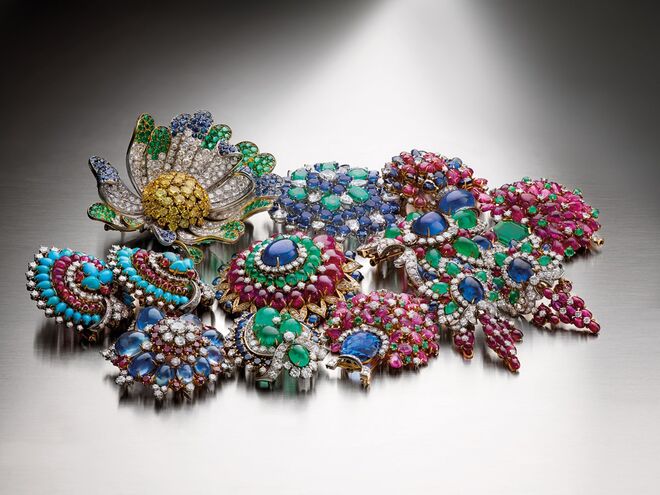 Pregadeiras e brincos (1959-1969) da Coleção Bulgari Heritage. Exposição Bulgari. Tribute to Femininity. Magnificent Roman Jewels.