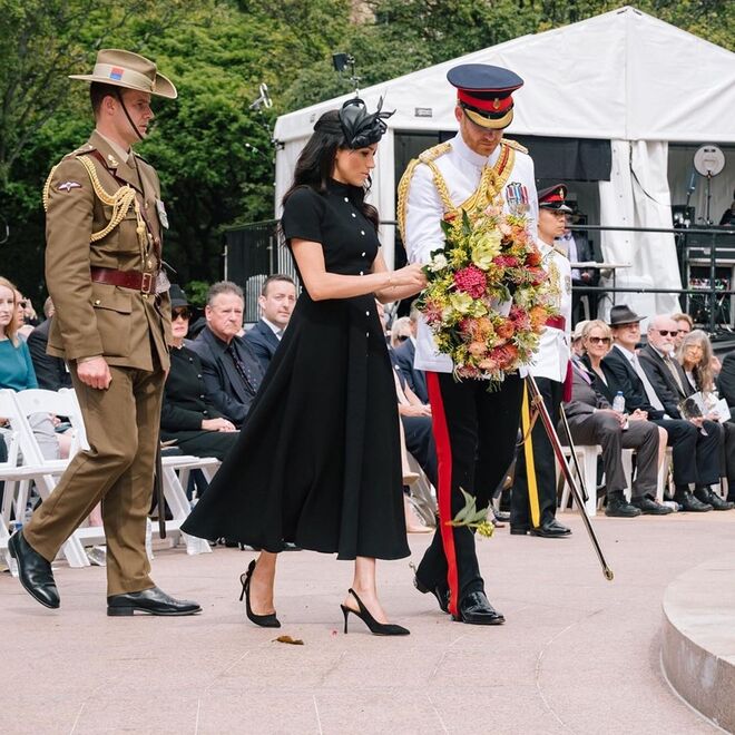 O Duque e a Duquesa de Sussex, na homenagem ao 100º aniversário do fim da Primeira Guerra Mundial;