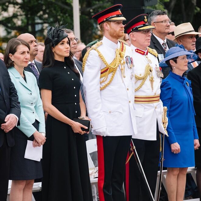 O Duque e a Duquesa de Sussex, na homenagem ao 100º aniversário do fim da Primeira Guerra Mundial;